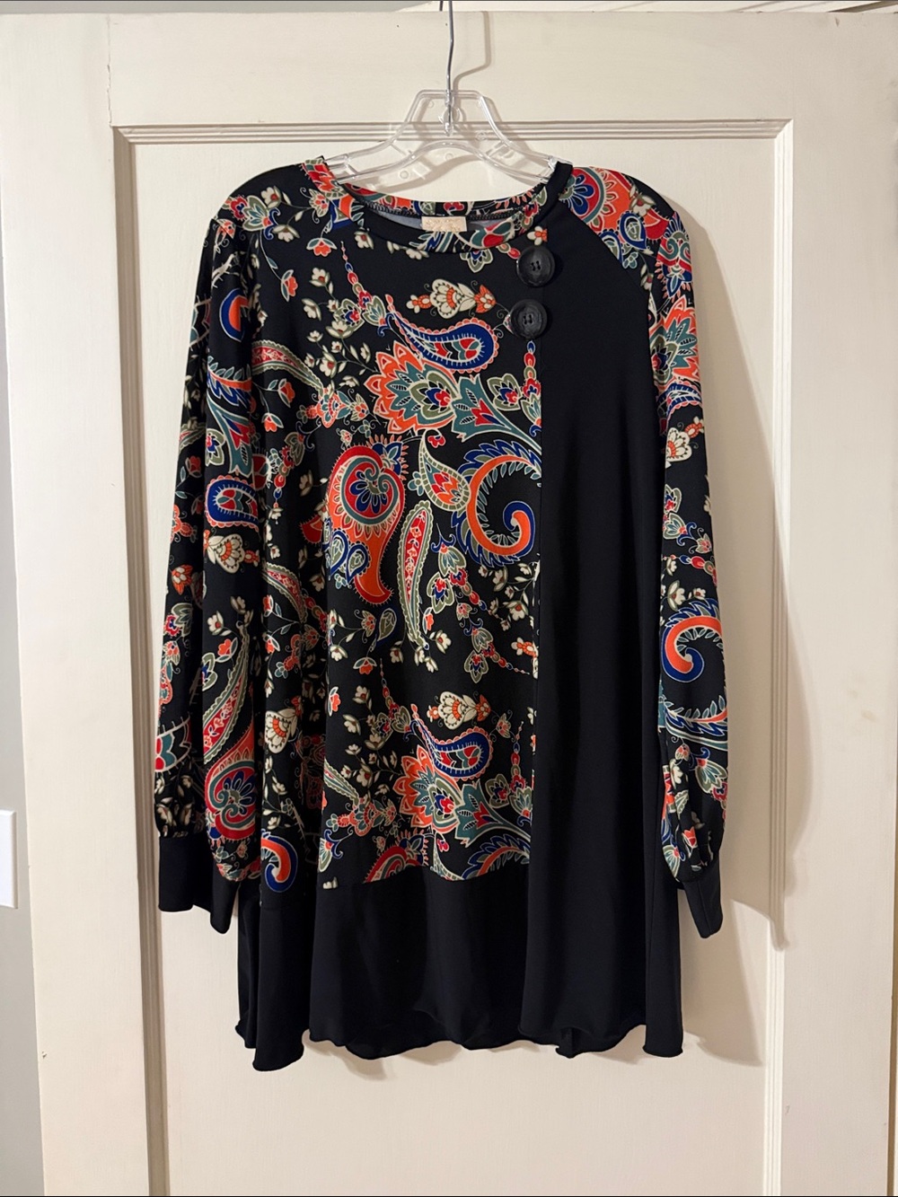 Zadie B’s Black Red Paisley Floral Tunic Top Size Large